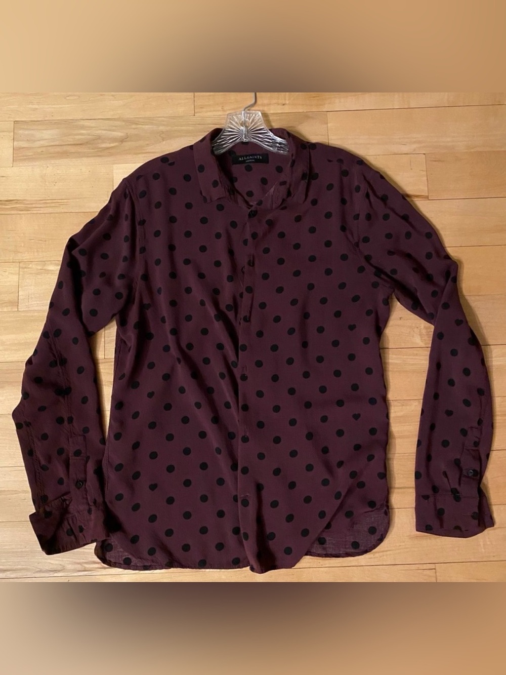 Allsaints magenta long sleeve button down
